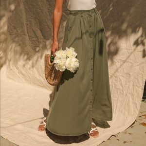 Pistola Olive Green Maxi Skirt, Small